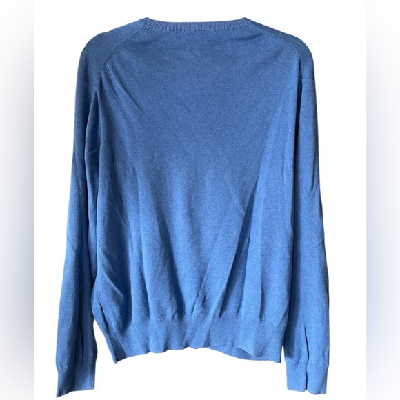 Polo Ralph Lauren Light Blue Pullover V Neck Sweater 100% Pima Cotton Large - Picture 3 of 4